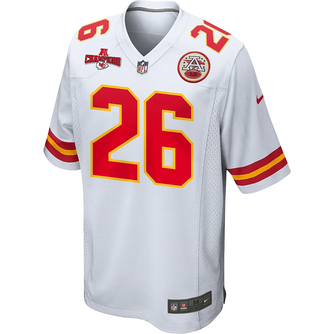 Zennovawear Deon Bush 26 Kansas City Chiefs AFC Champions Patch Game Men Jersey - White