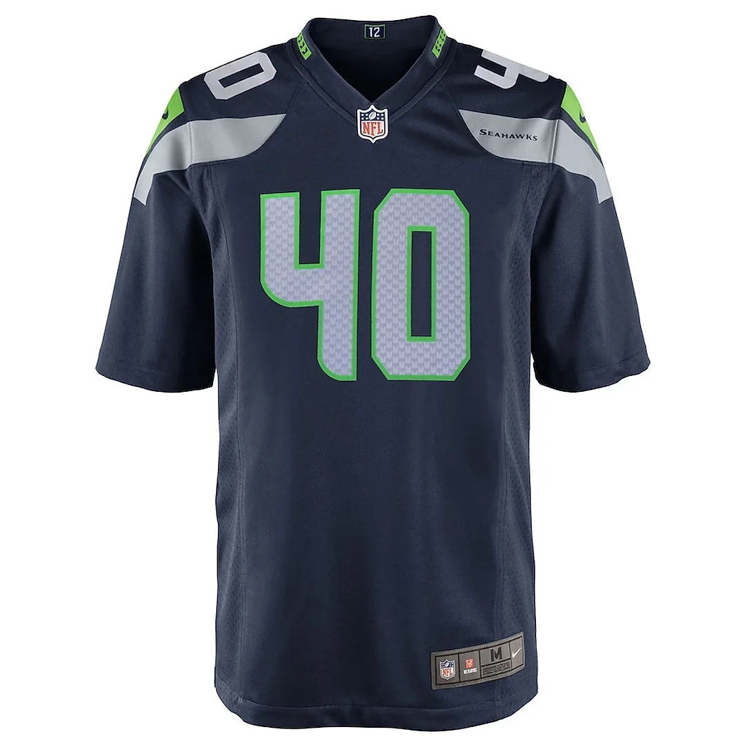 Zennovawear Derrick Coleman 40 Seattle Seahawks YOUTH Team Color Game Jersey - College Navy
