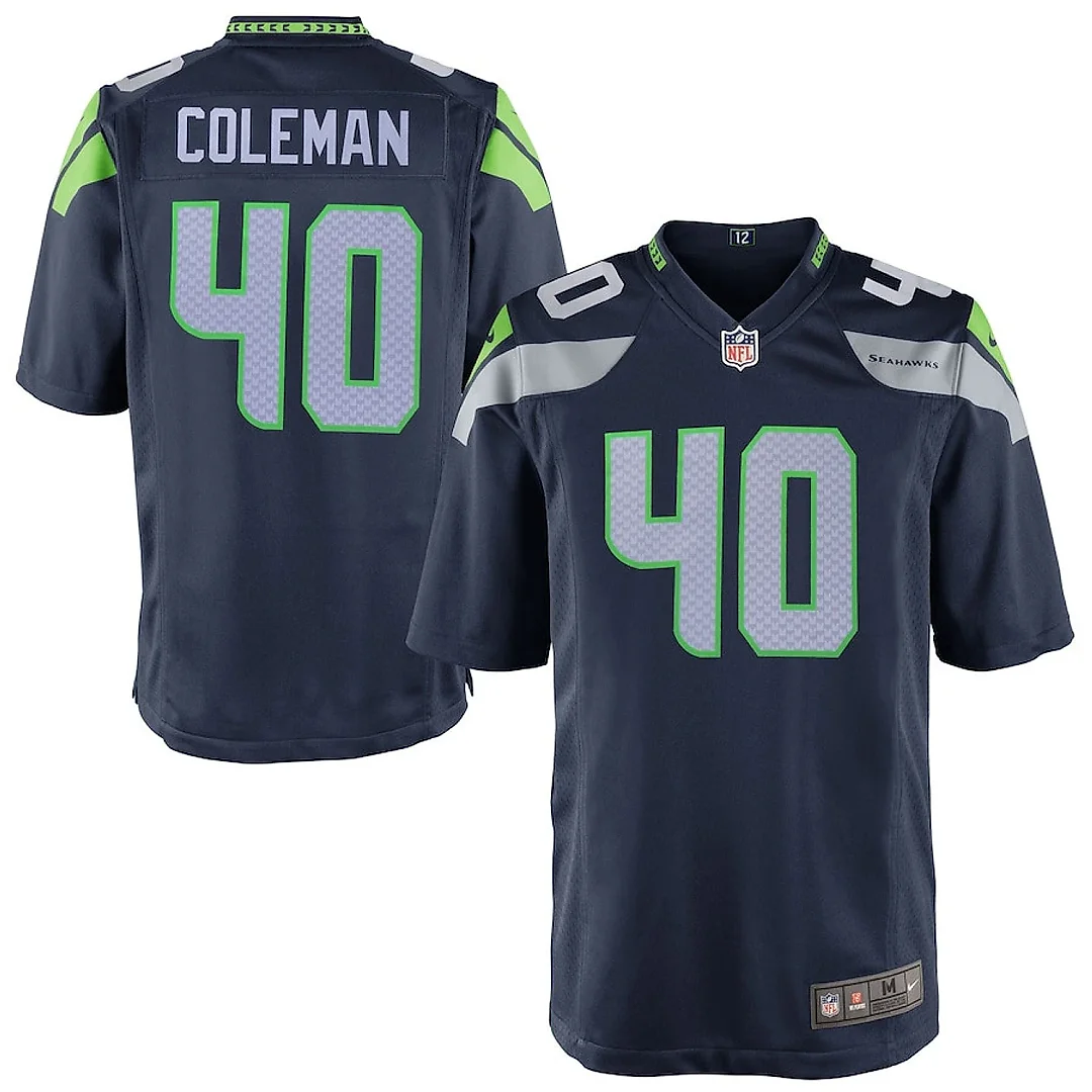 Zennovawear Derrick Coleman 40 Seattle Seahawks YOUTH Team Color Game Jersey - College Navy
