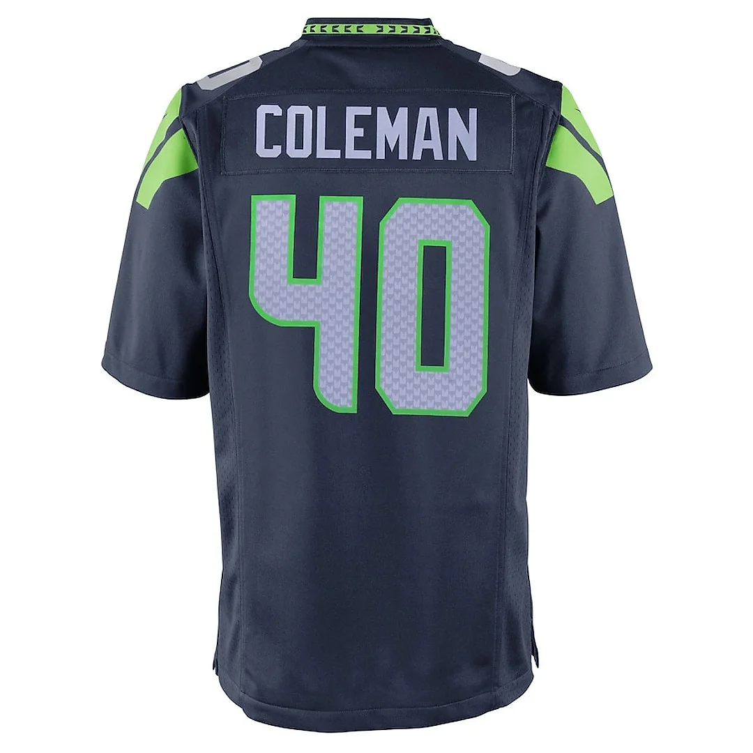 Zennovawear Derrick Coleman 40 Seattle Seahawks YOUTH Team Color Game Jersey - College Navy