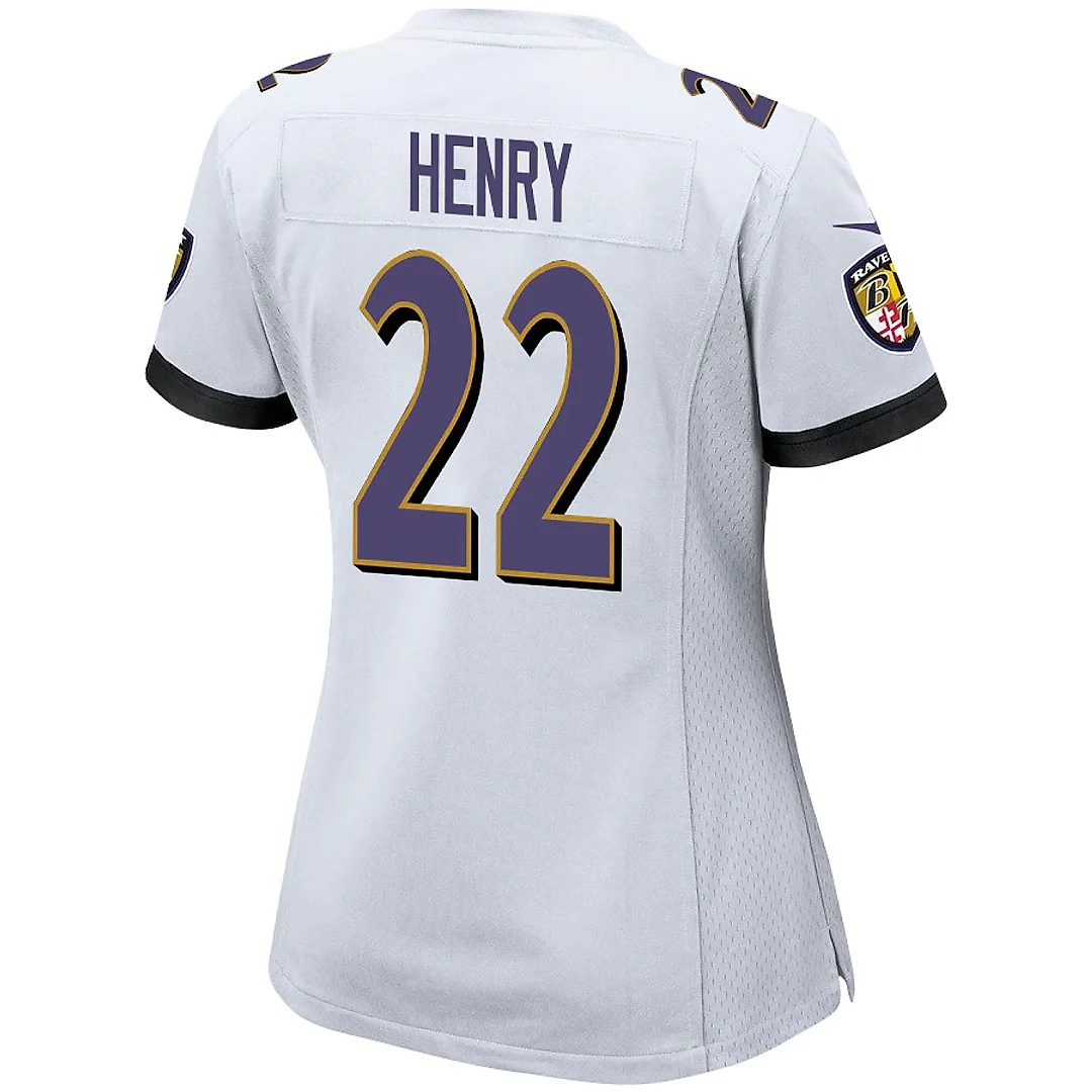 Zennovawear Derrick Henry 22 Baltimore Ravens Game Women Jersey - White