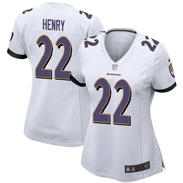 Zennovawear Derrick Henry 22 Baltimore Ravens Game Women Jersey - White