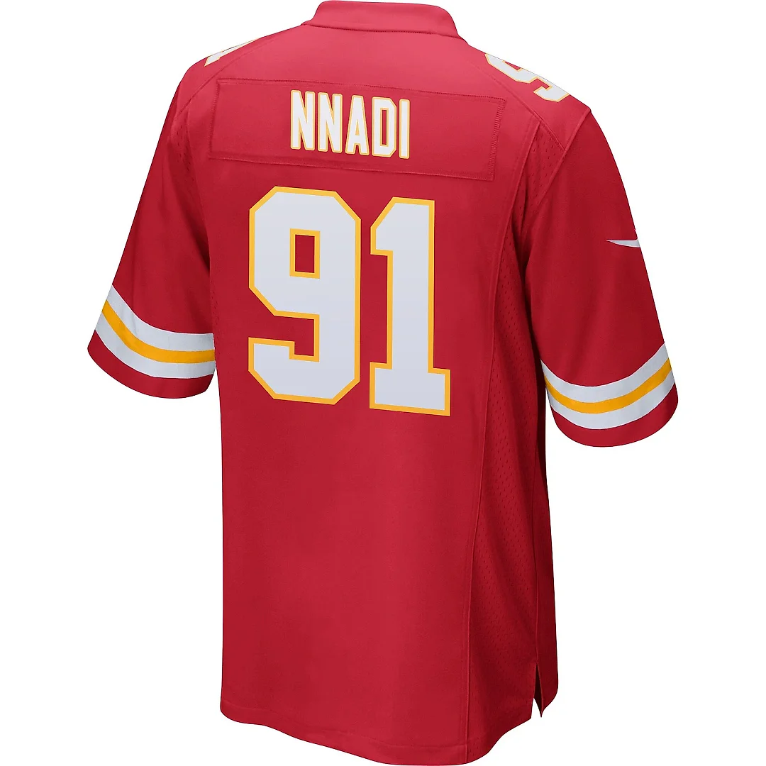Zennovawear Derrick Nnadi 91 Kansas City Chiefs AFC Champions Patch Game Men Jersey - Red