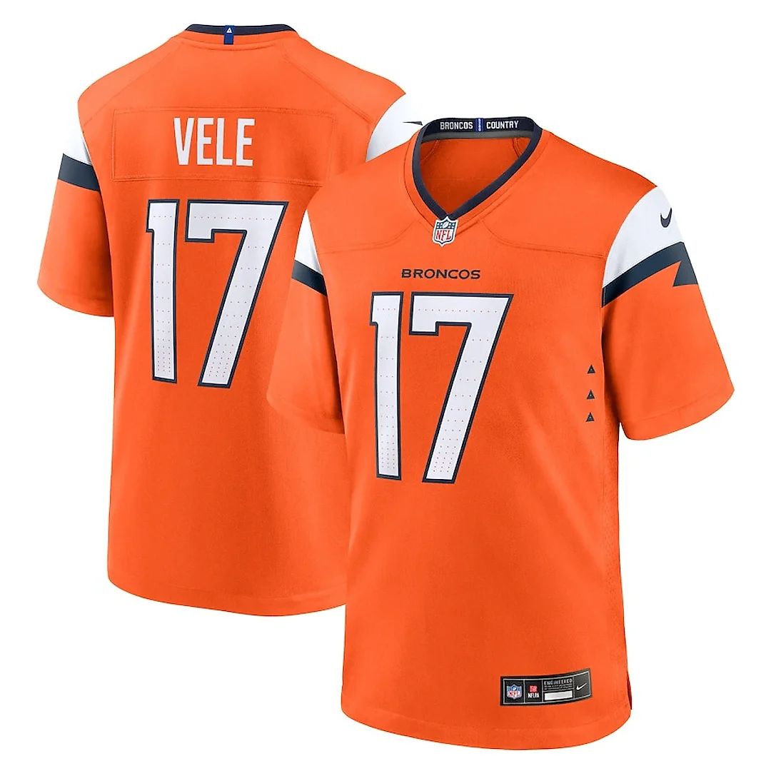 Zennovawear Devaughn Vele 17 Denver Broncos Team Game Men Jersey - Orange