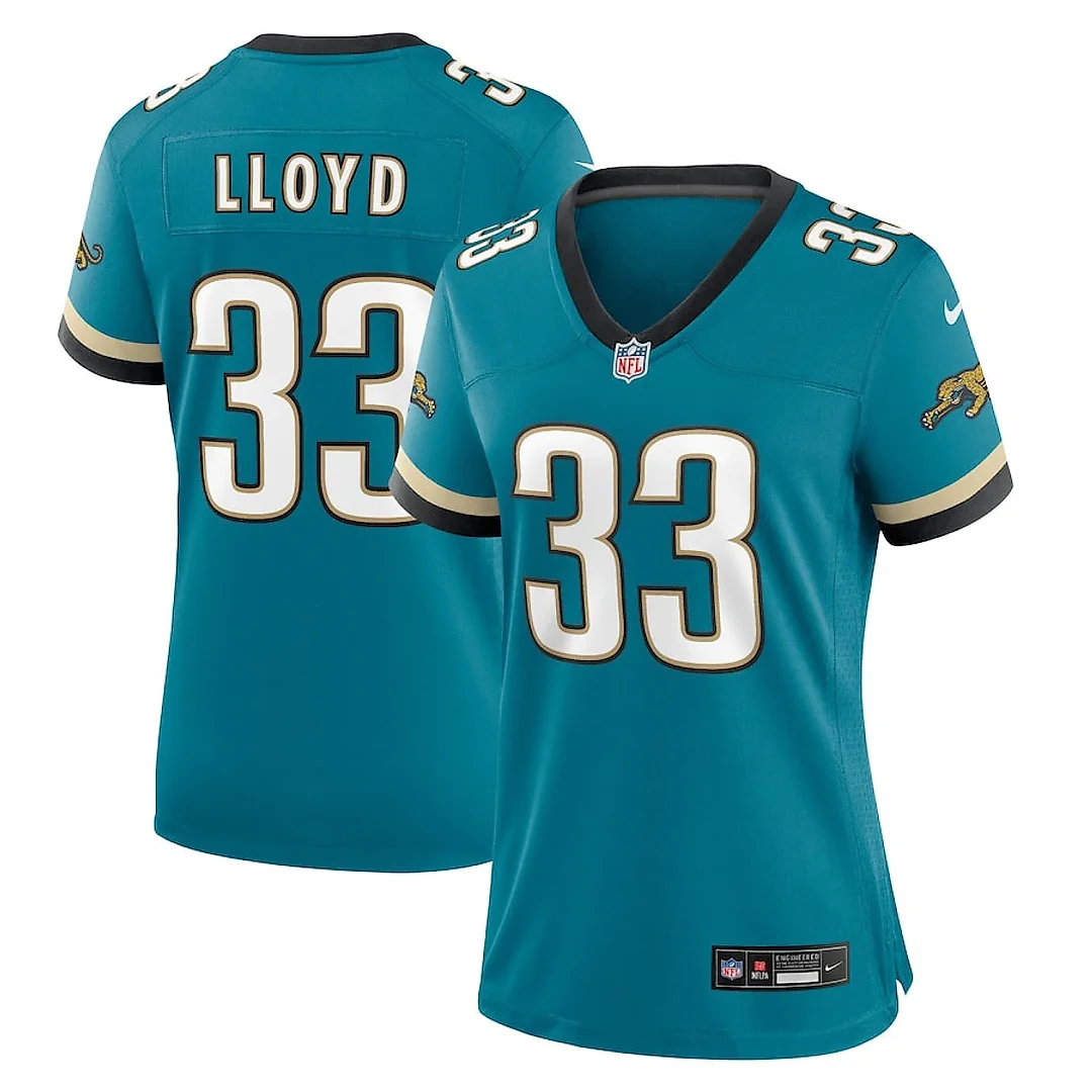 Zennovawear Devin Lloyd 33 Jacksonville Jaguars Women's Prowler Throwback Game Jersey - Teal