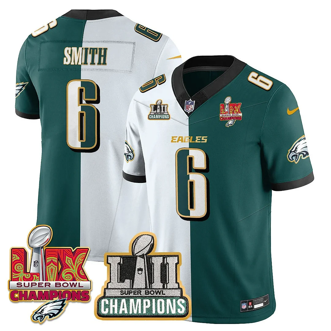 Zennovawear DeVonta Smith 6 Philadelphia Eagles LII-LIX Super Bowl Champions Vapor Limited Gold Jersey - Split