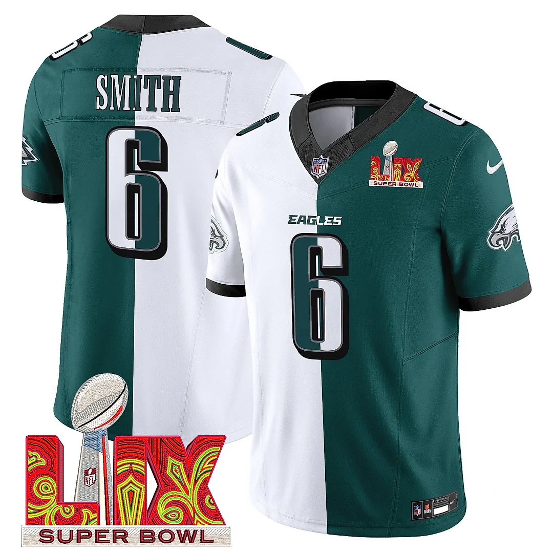 Zennovawear DeVonta Smith 6 Philadelphia Eagles Super Bowl Champions LIX Patch Vapor Limited Jersey - Split