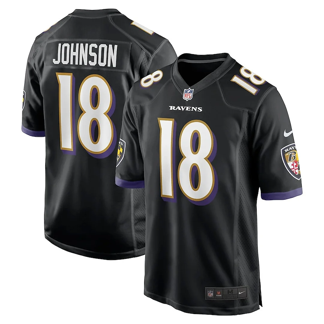 Zennovawear Diontae Johnson 18 Baltimore Ravens Alternate Player Game Men Jersey - Black