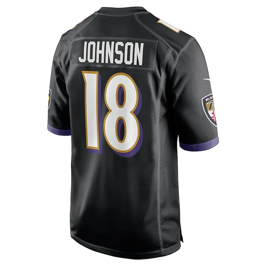 Zennovawear Diontae Johnson 18 Baltimore Ravens Alternate Player Game Men Jersey - Black