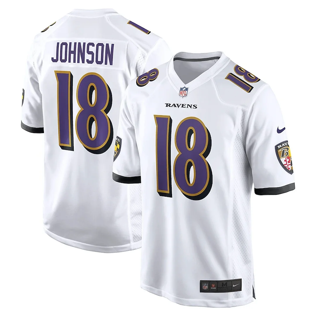 Zennovawear Diontae Johnson 18 Baltimore Ravens Player Game Men Jersey - White