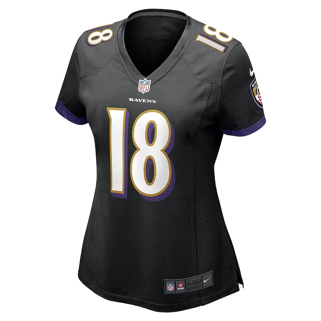 Zennovawear Diontae Johnson 18 Baltimore Ravens Women's Alternate Player Game Jersey - Black