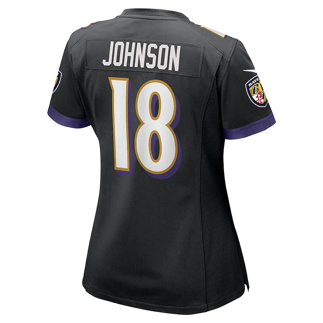 Zennovawear Diontae Johnson 18 Baltimore Ravens Women's Alternate Player Game Jersey - Black