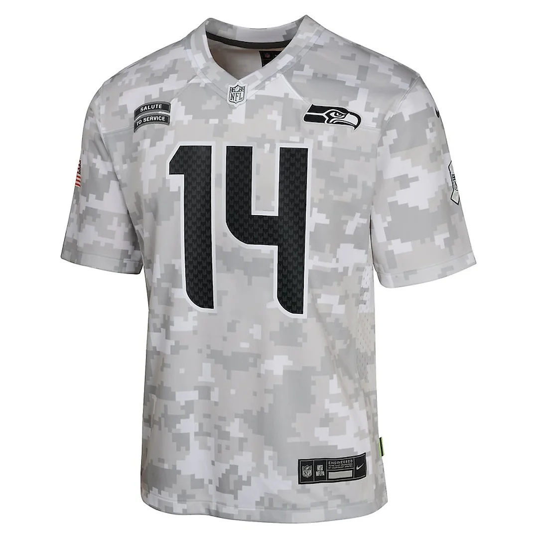 Zennovawear DK Metcalf 14 Seattle Seahawks 2024 Salute to Service Game YOUTH Jersey - Arctic Camo