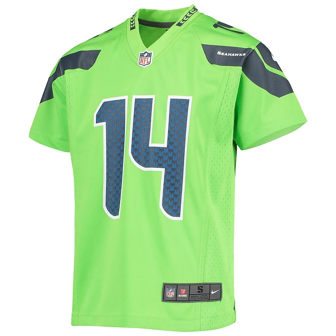 Zennovawear DK Metcalf 14 Seattle Seahawks YOUTH Game Jersey - Neon Green