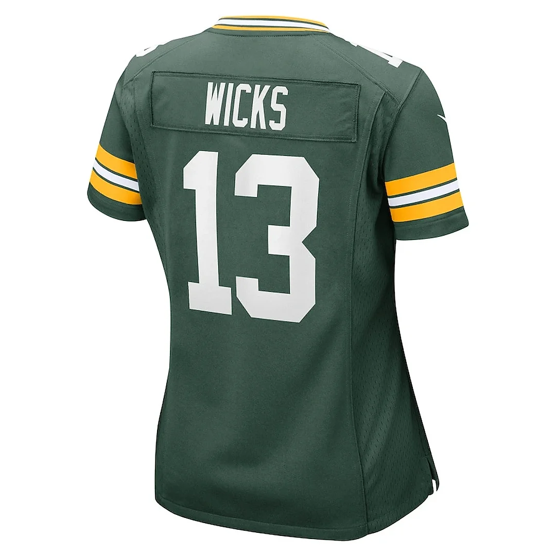 Zennovawear Dontayvion Wicks 13 Green Bay Packers Women Game Jersey - Green