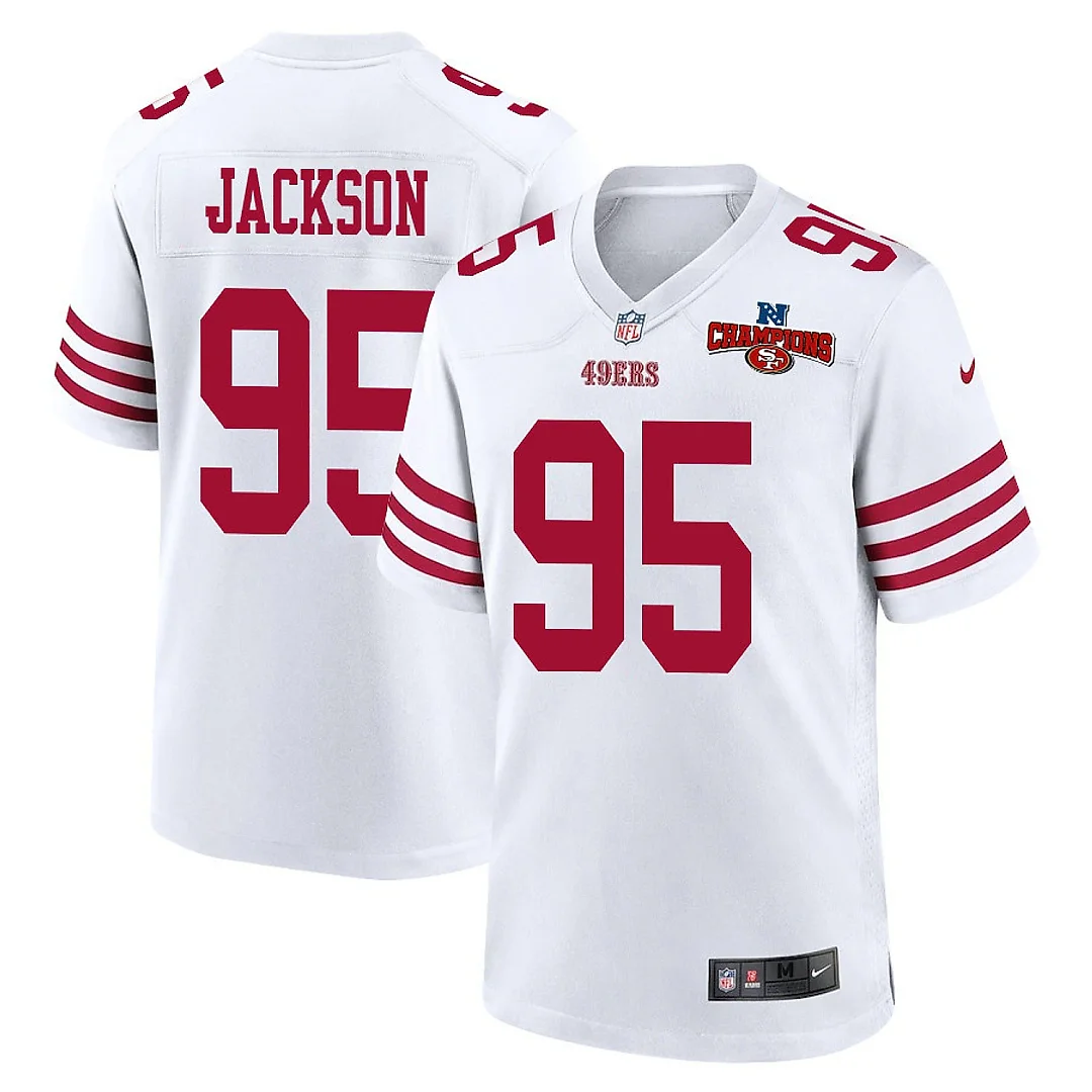 Zennovawear Drake Jackson 95 San Francisco 49ers NFC Champions Patch Game Men Jersey - White