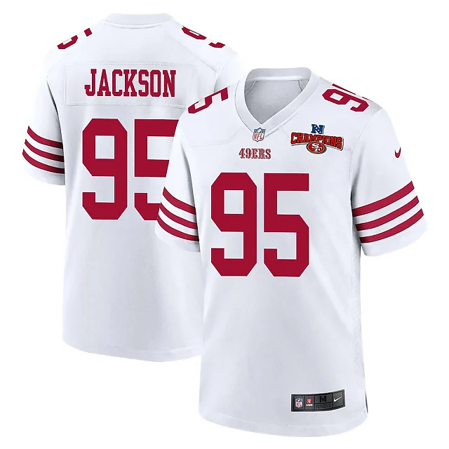 Zennovawear Drake Jackson 95 San Francisco 49ers NFC Champions Patch Game Men Jersey - White