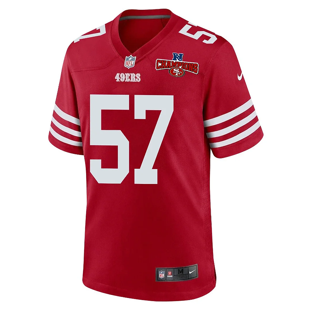 Zennovawear Dre Greenlaw 57 San Francisco 49ers NFC Champions Patch Game Men Jersey - Scarlet