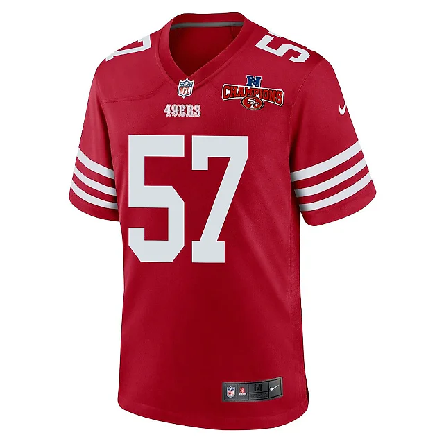 Zennovawear Dre Greenlaw 57 San Francisco 49ers NFC Champions Patch Game Men Jersey - Scarlet
