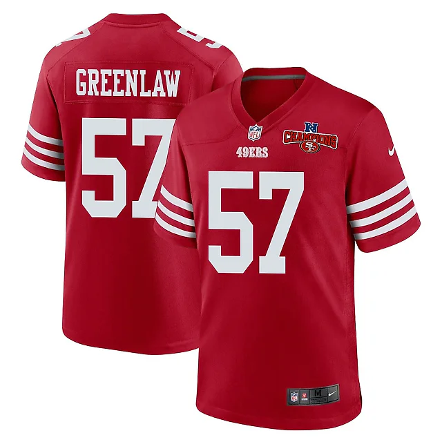 Zennovawear Dre Greenlaw 57 San Francisco 49ers NFC Champions Patch Game Men Jersey - Scarlet