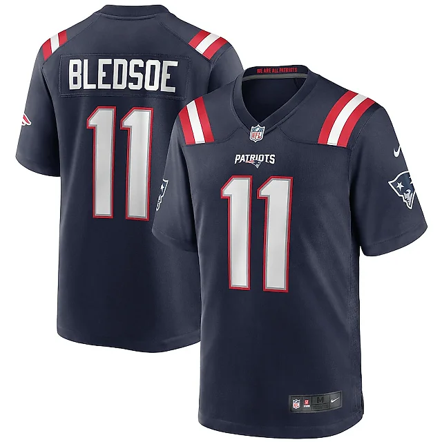 Zennovawear Drew Bledsoe 11 New England Patriots Men Game Retired Jersey - Navy