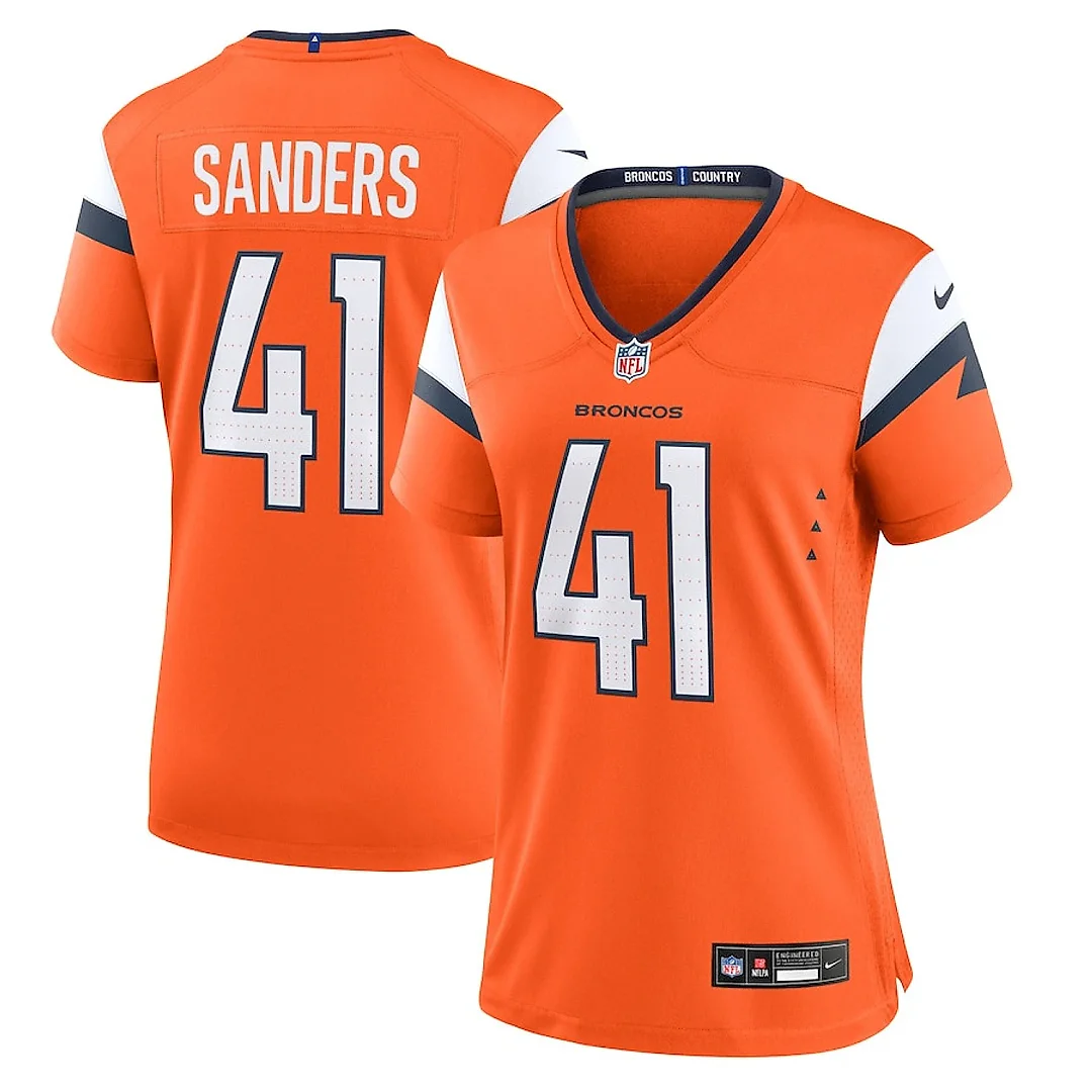 Zennovawear Drew Sanders 41 Denver Broncos Women's Team Game Jersey - Orange