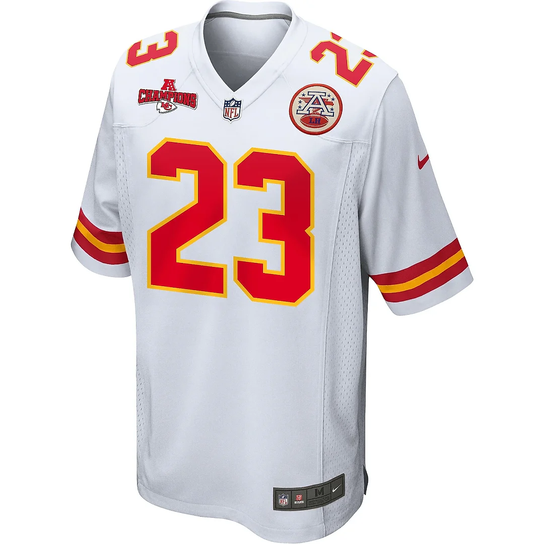 Zennovawear Drue Tranquill 23 Kansas City Chiefs AFC Champions Patch Game Men Jersey - White