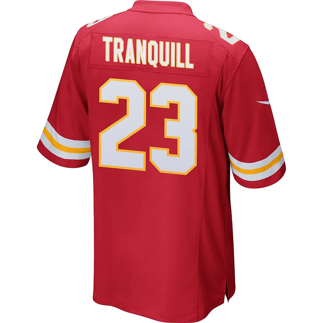 Zennovawear Drue Tranquill 23 Kansas City Chiefs AFC Champions Patch Game Men Jersey - Red
