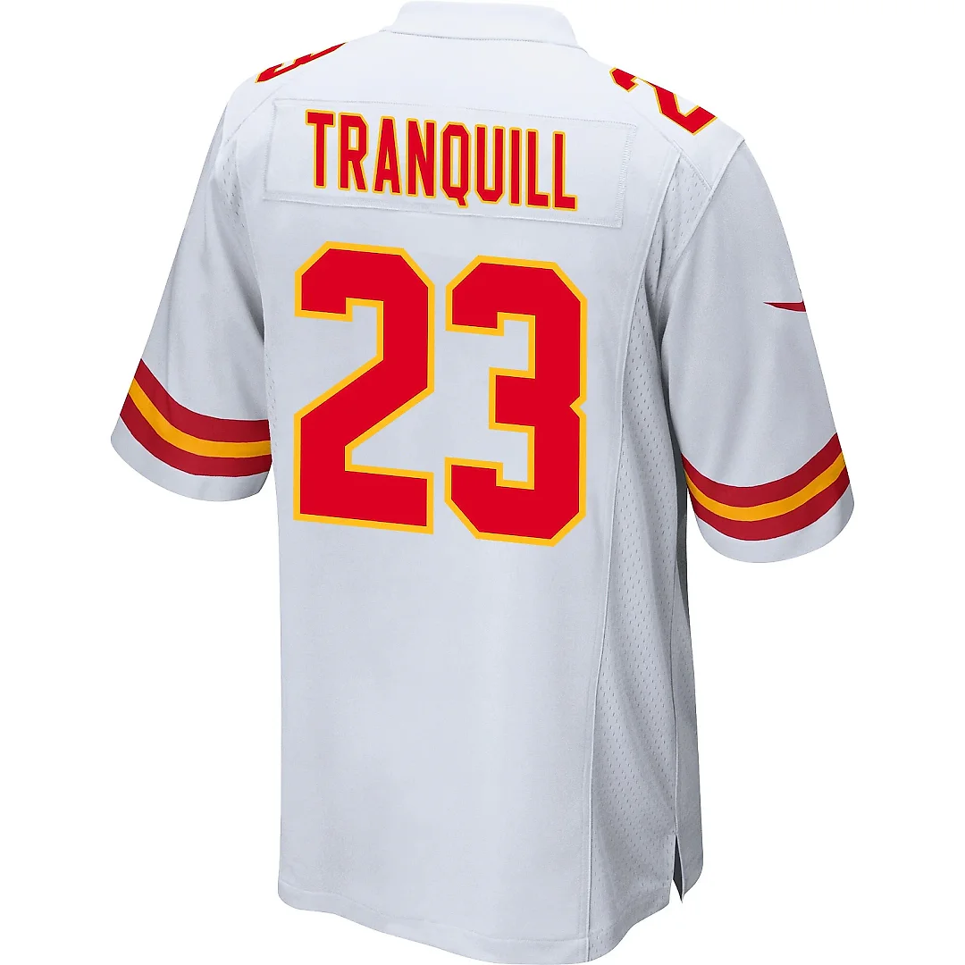 Zennovawear Drue Tranquill 23 Kansas City Chiefs AFC Champions Patch Game Men Jersey - White