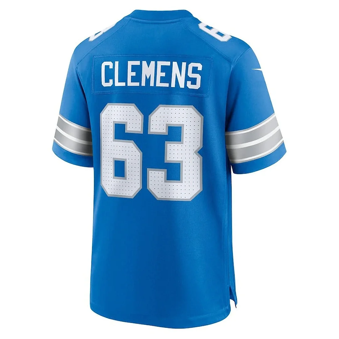 Zennovawear Duke Clemens 63 Detroit Lions Game Men Jersey - Blue