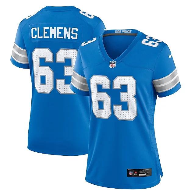 Zennovawear Duke Clemens 63 Detroit Lions Women's Game Jersey - Blue