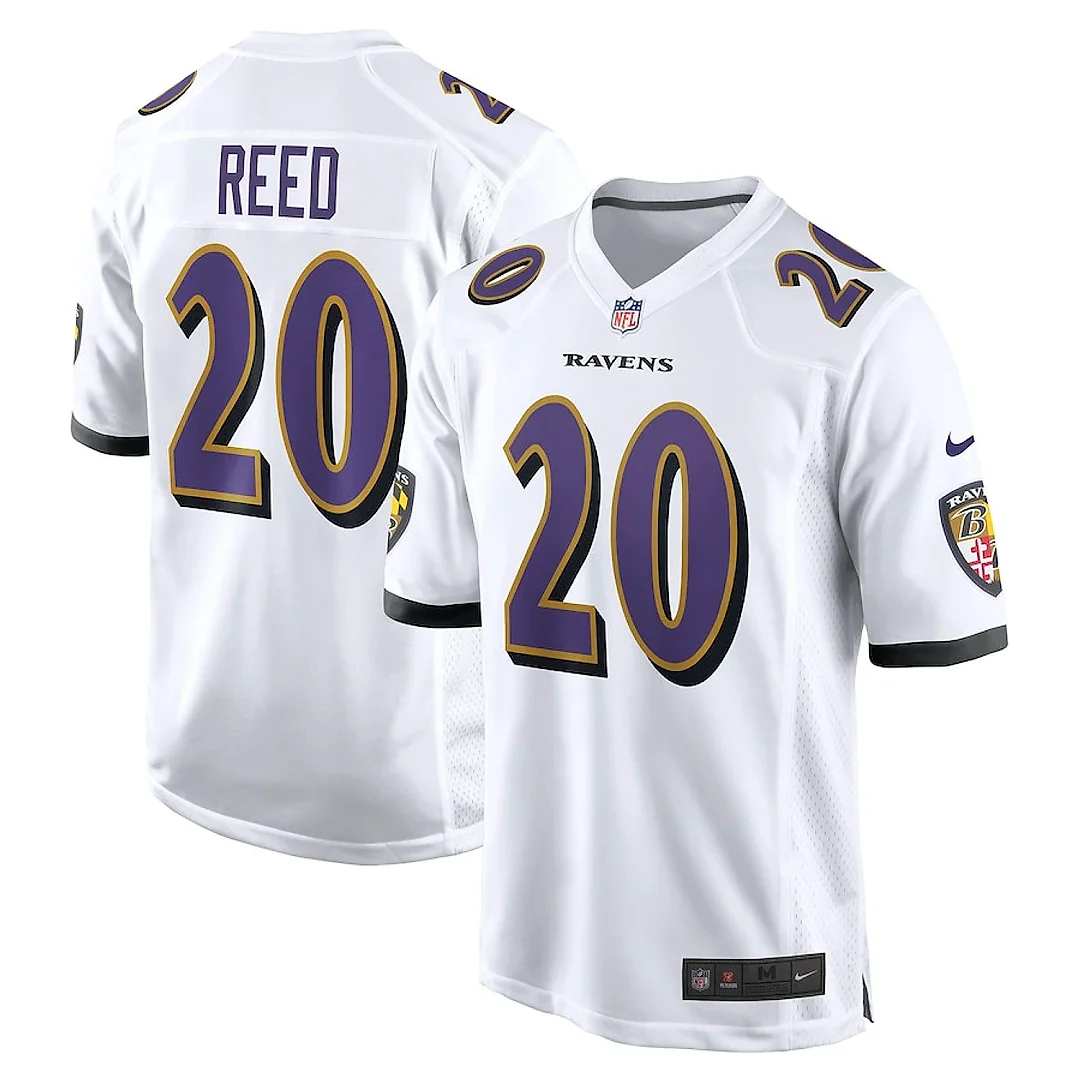 Zennovawear Ed Reed 20 Baltimore Ravens Men Retired Game Jersey - White