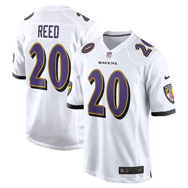 Zennovawear Ed Reed 20 Baltimore Ravens Men Retired Game Jersey - White