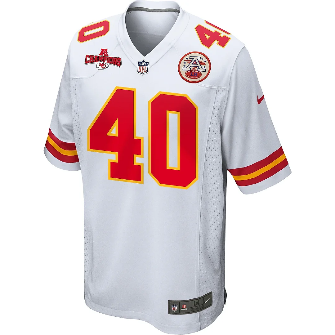 Zennovawear Ekow Boye-Doe 40 Kansas City Chiefs AFC Champions Patch Game Men Jersey - White