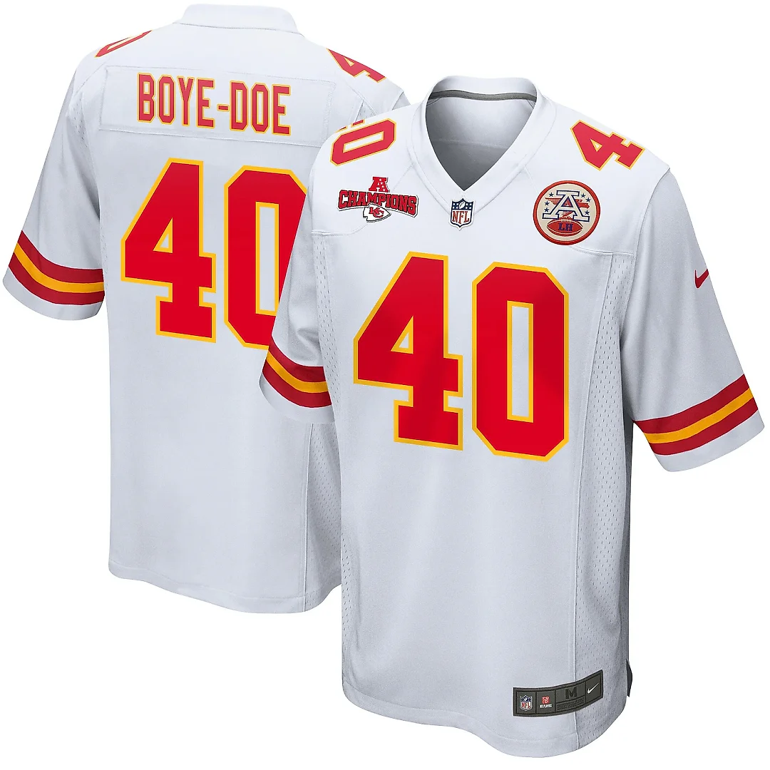 Zennovawear Ekow Boye-Doe 40 Kansas City Chiefs AFC Champions Patch Game Men Jersey - White