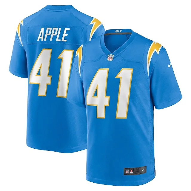 Zennovawear Eli Apple 41 Los Angeles Chargers Team Game Men Jersey - Powder Blue