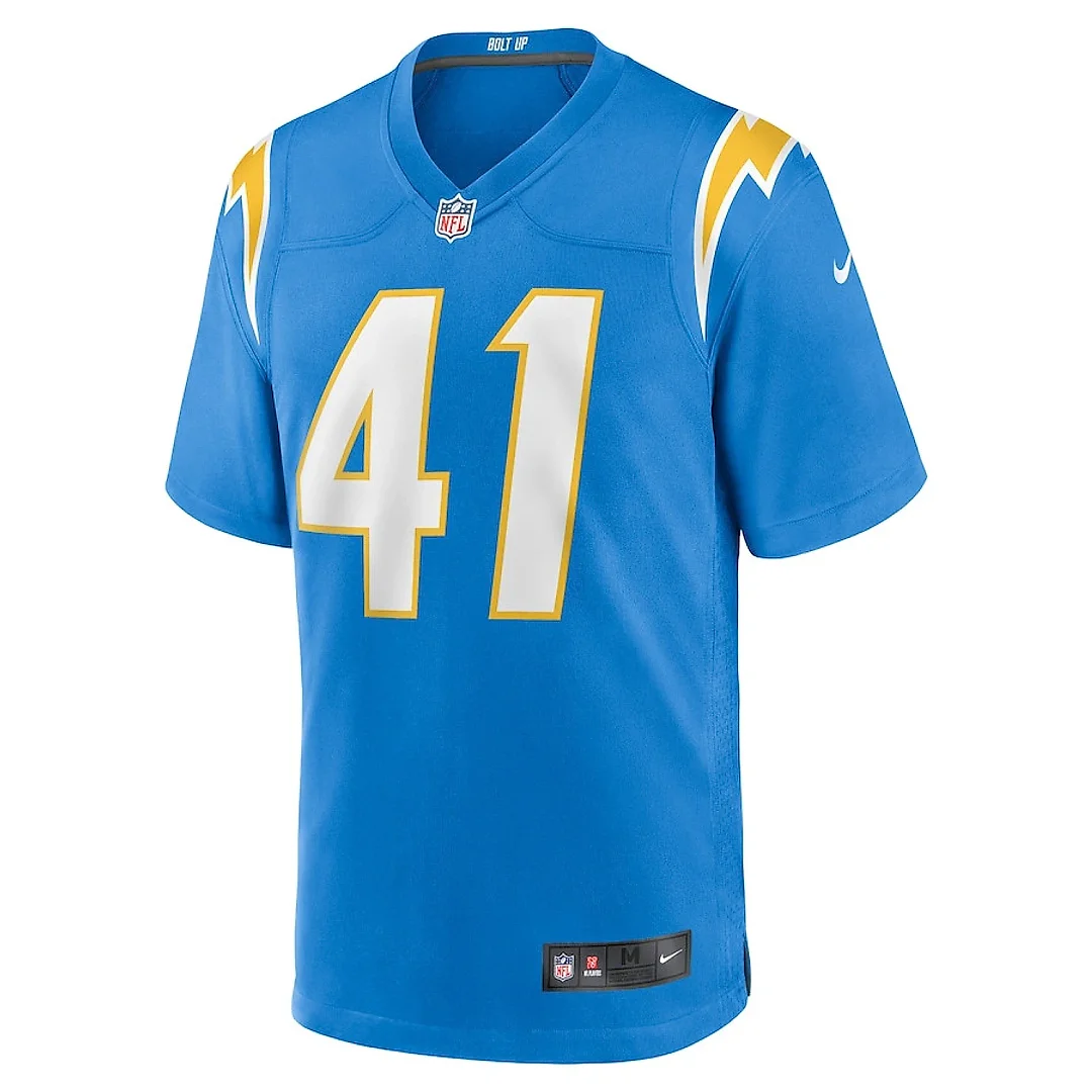 Zennovawear Eli Apple 41 Los Angeles Chargers Team Game Men Jersey - Powder Blue