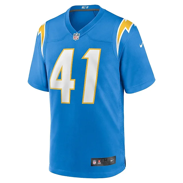 Zennovawear Eli Apple 41 Los Angeles Chargers Team Game Men Jersey - Powder Blue