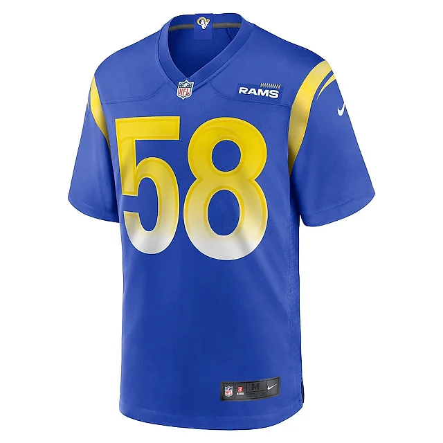 Zennovawear Eli Neal 58 Los Angeles Rams Game Men Jersey - Royal