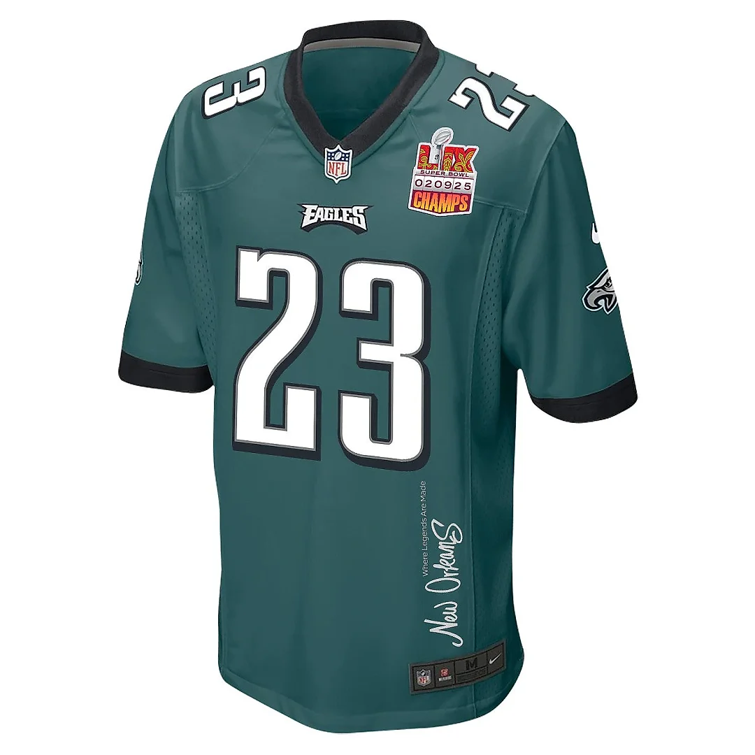 Zennovawear Eli Ricks 23 Philadelphia Eagles Super Bowl LIX Champions Patch 'New Orleans - Where Legends Are Made' EMBROIDERED Game Men Jersey...