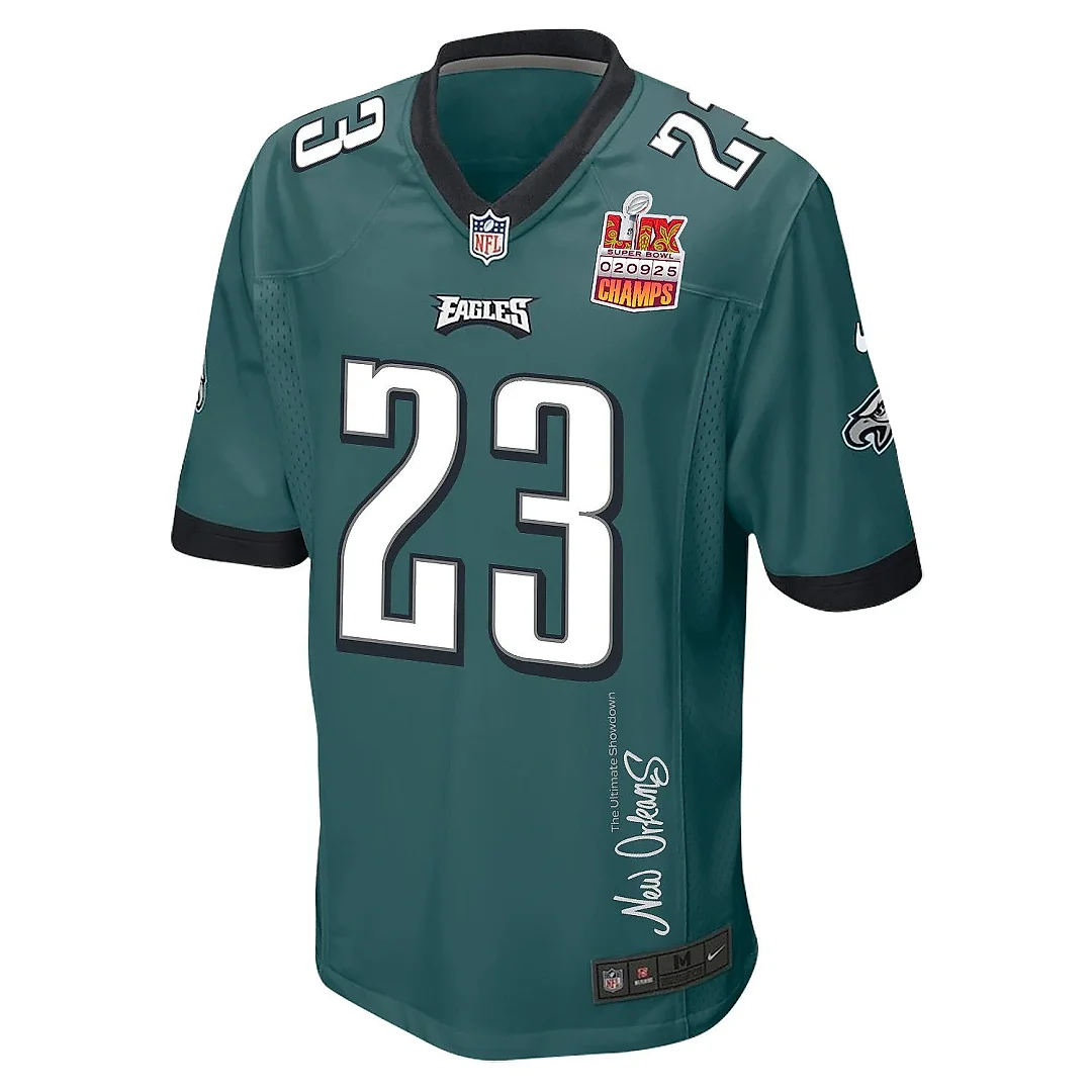 Zennovawear Eli Ricks 23 Philadelphia Eagles Super Bowl LIX Champions Patch 'New Orleans - The Ultimate Showdown' EMBROIDERED Game Men Jersey...