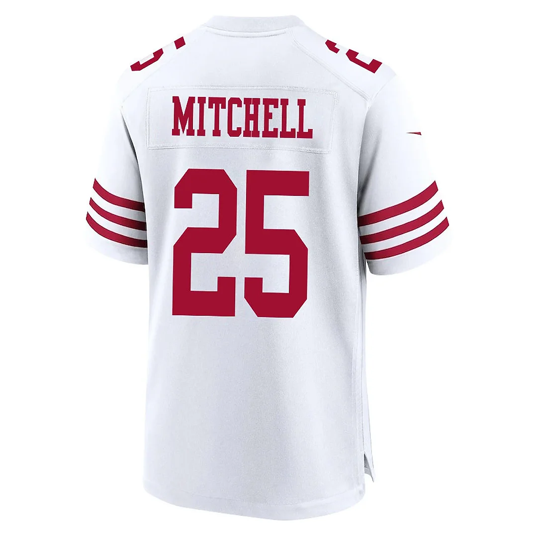 Zennovawear Elijah Mitchell 25 San Francisco 49ers NFC Champions Patch Game Men Jersey - White