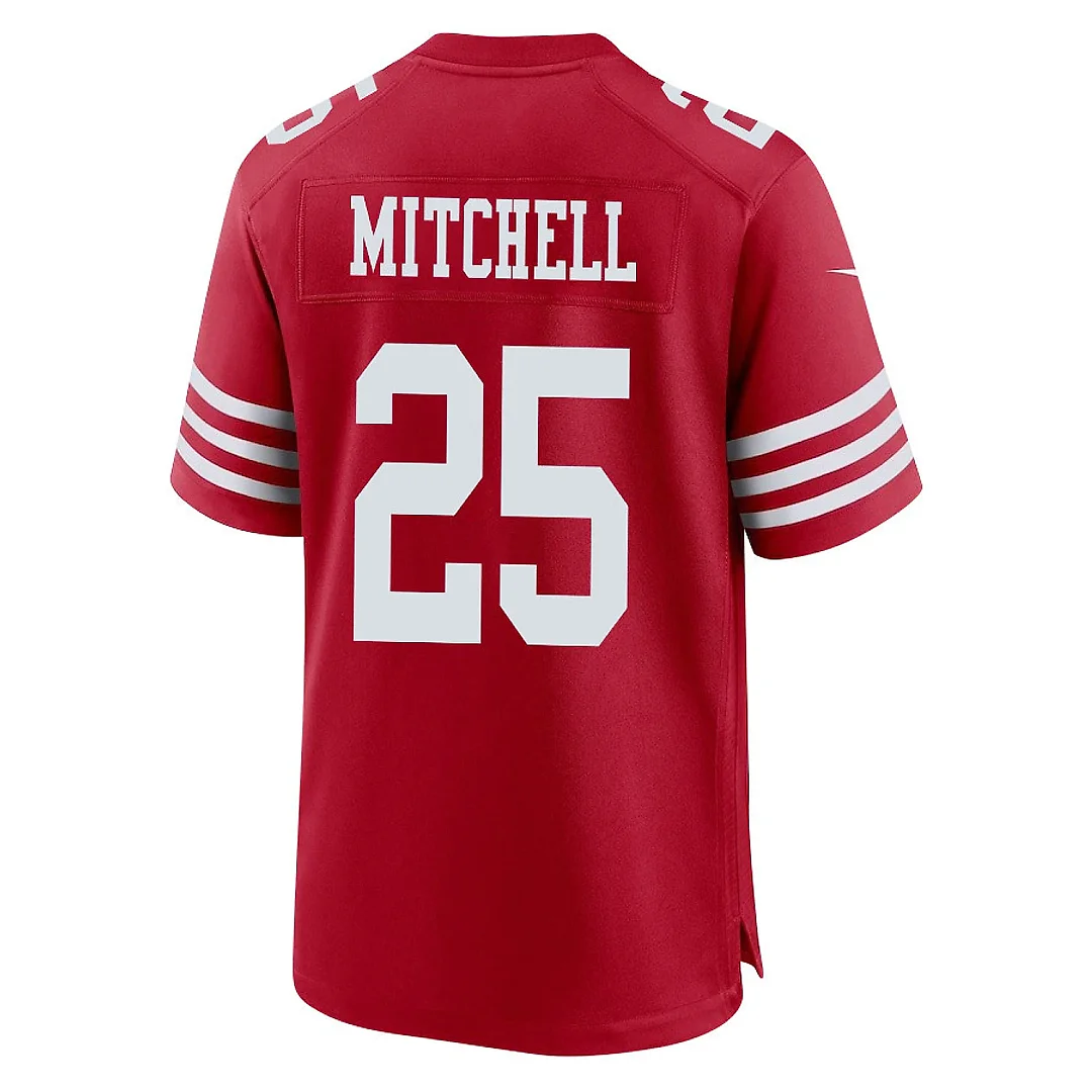 Zennovawear Elijah Mitchell 25 San Francisco 49ers NFC Champions Patch Game Men Jersey - Scarlet
