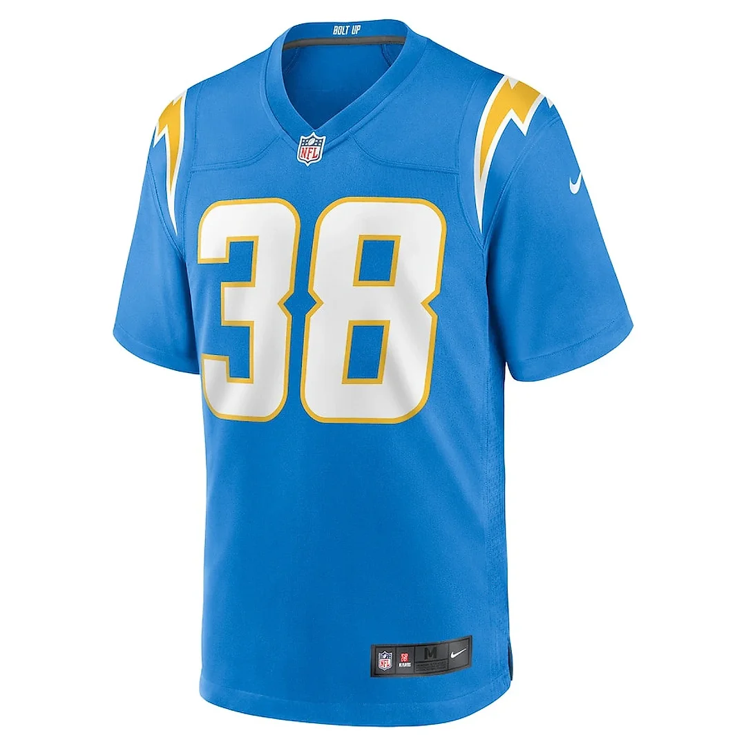 Zennovawear Emany Johnson 38 Los Angeles Chargers Team Game Men Jersey - Powder Blue