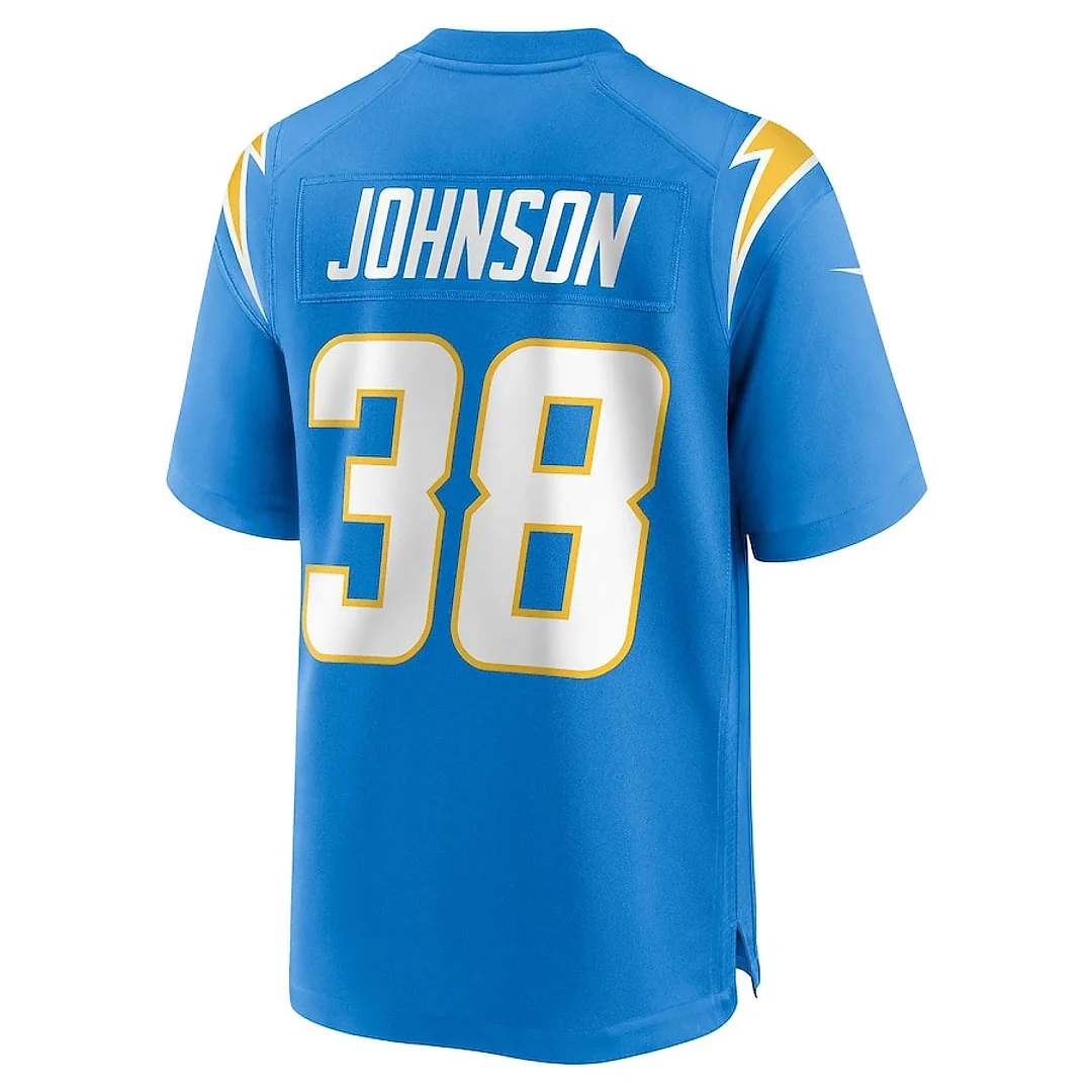 Zennovawear Emany Johnson 38 Los Angeles Chargers Team Game Men Jersey - Powder Blue