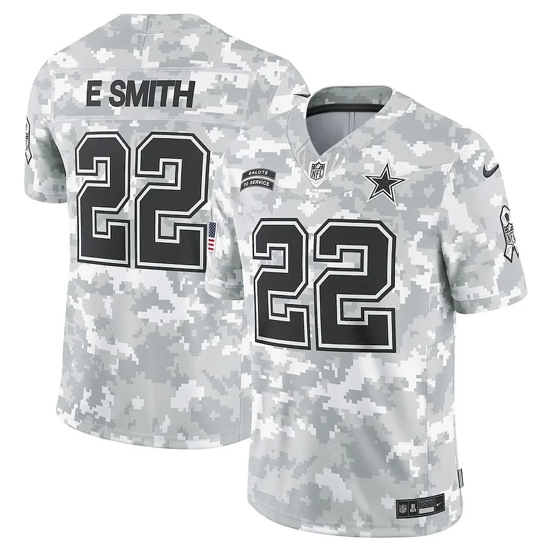 Zennovawear Emmitt Smith 22 Dallas Cowboys 2024 Salute to Service Retired Player Limited Men Jersey - Arctic Camo