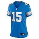 Zennovawear Ennis Rakestraw Jr. 15 Detroit Lions Women's Team Game Jersey - Blue