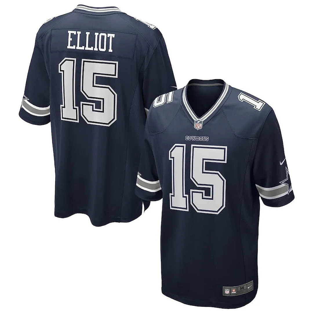 Zennovawear Ezekiel Elliott 15 Dallas Cowboys Team Game Men Jersey - Navy
