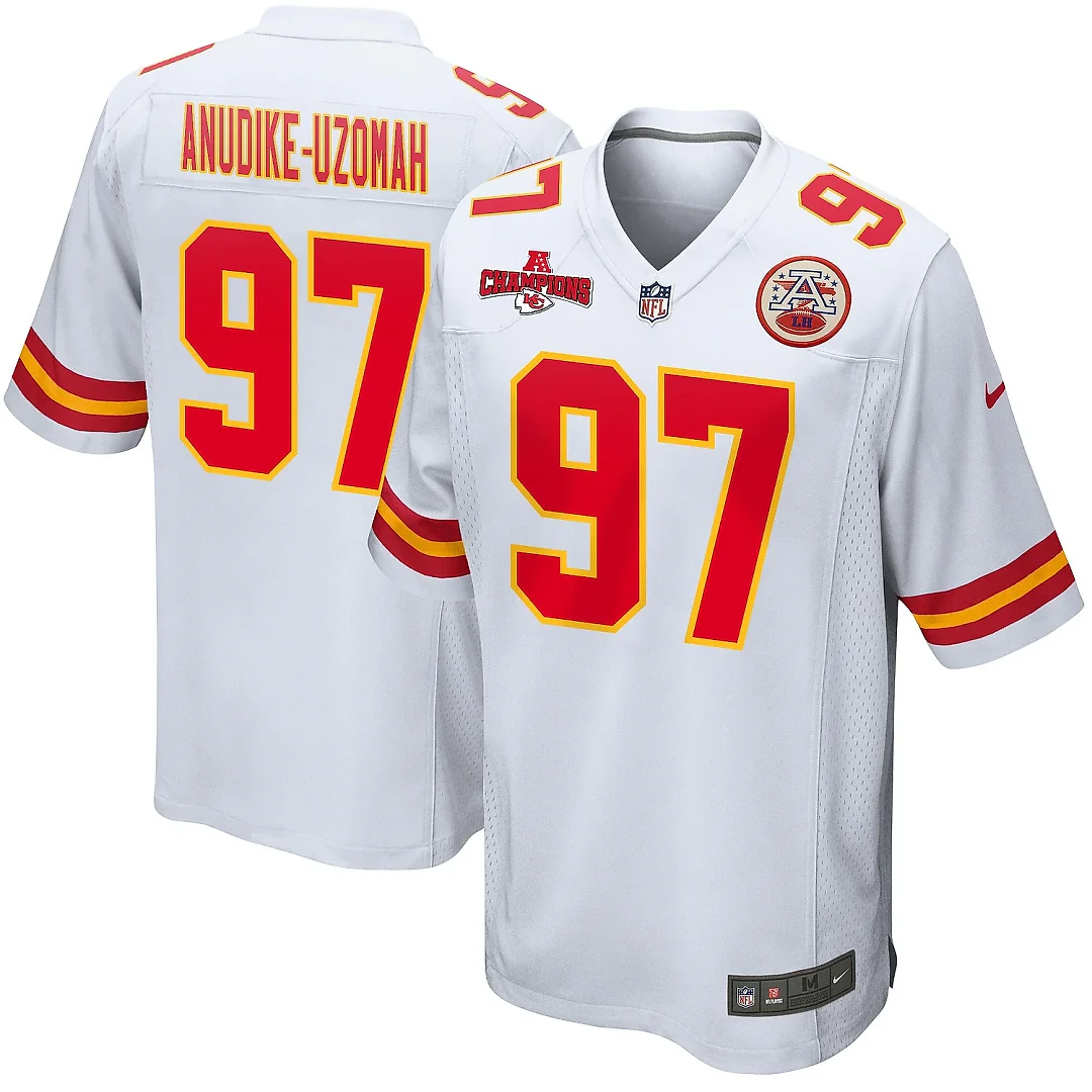 Zennovawear Felix Anudike-Uzomah 97 Kansas City Chiefs AFC Champions Patch Game Men Jersey - White