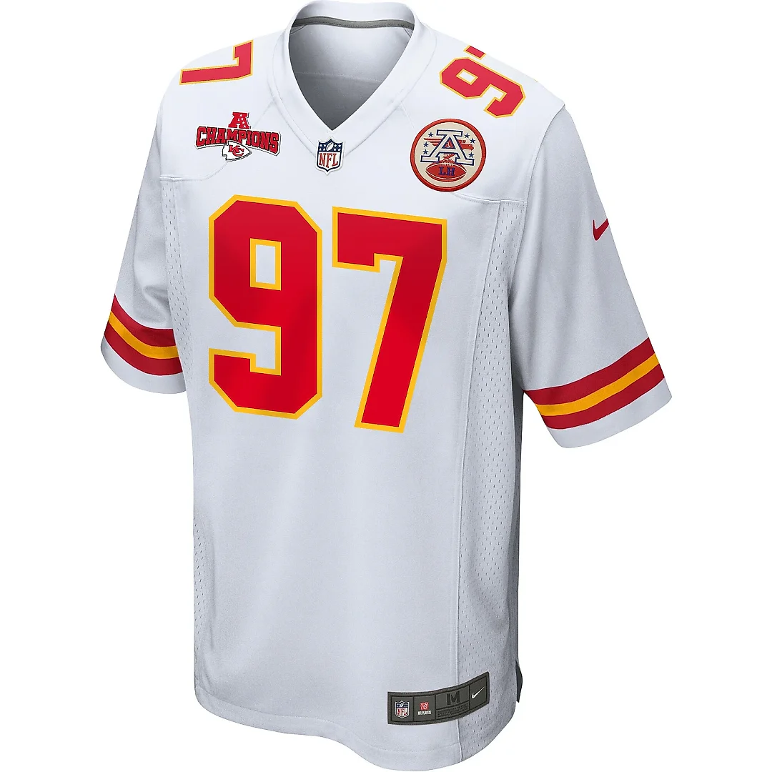 Zennovawear Felix Anudike-Uzomah 97 Kansas City Chiefs AFC Champions Patch Game Men Jersey - White